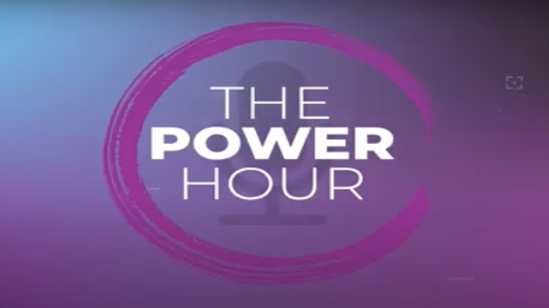 The logo for the The Power Hour podcast. 