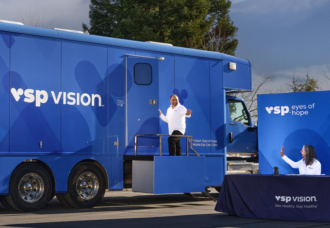 A set up of the VSP Vision Eyes of Hope Mobile clinic