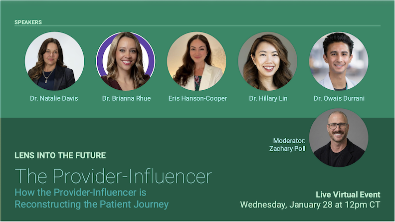 Images of the speakers and moderator for the Lens into the Future Provider Influencer event. 
