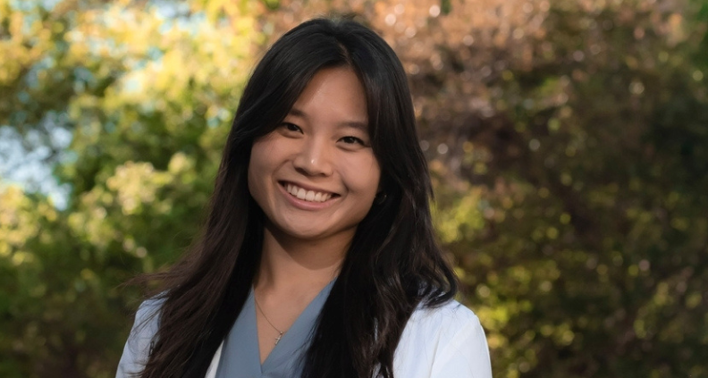 Sarah Huh, winner of the 2026 Dr. Craig Hisaka Memorial Scholarship, headshot in front of nature